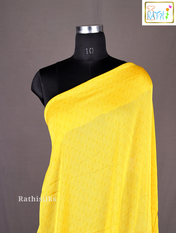 Yellow Satin Printed Saree