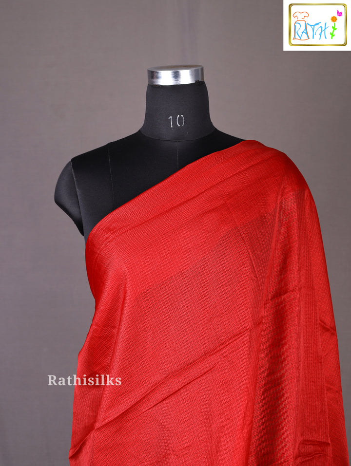 Red Satin Printed Saree