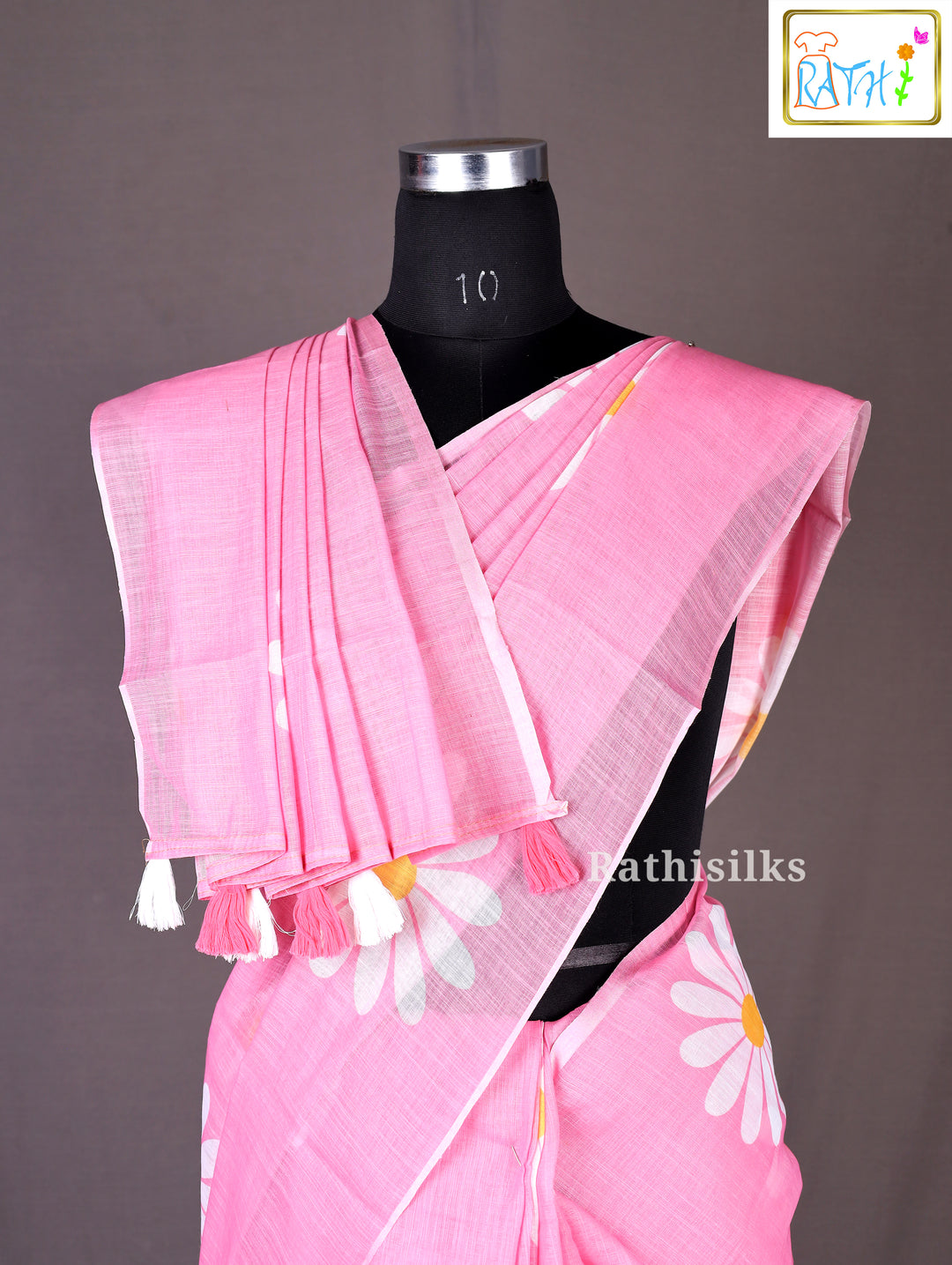 Pink Linen Cotton Saree