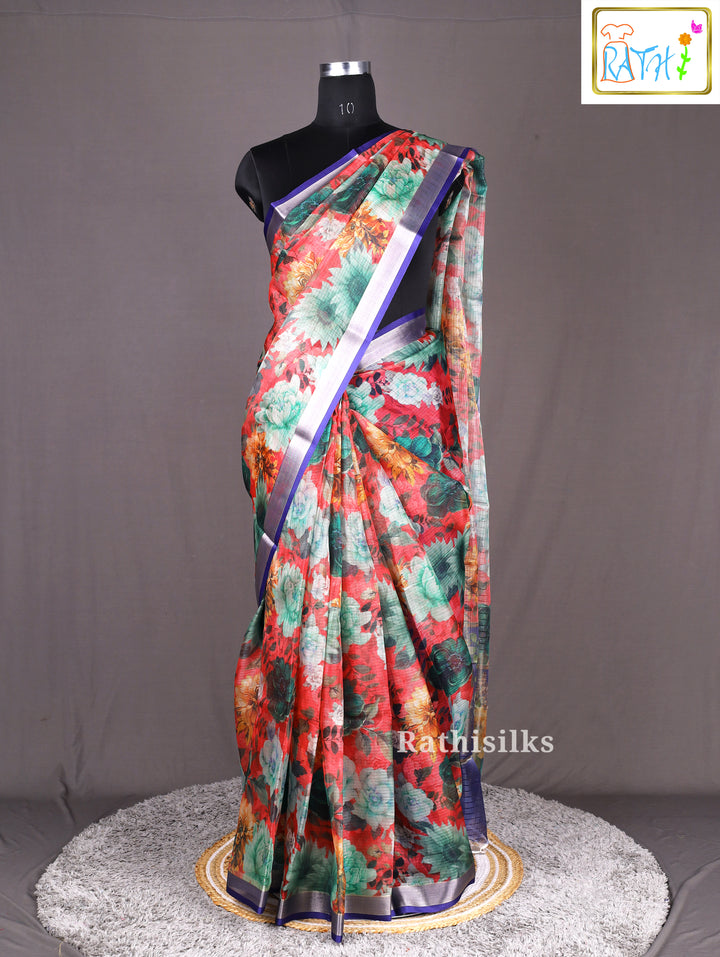 Multicolor Floral Synthetic Printed Saree