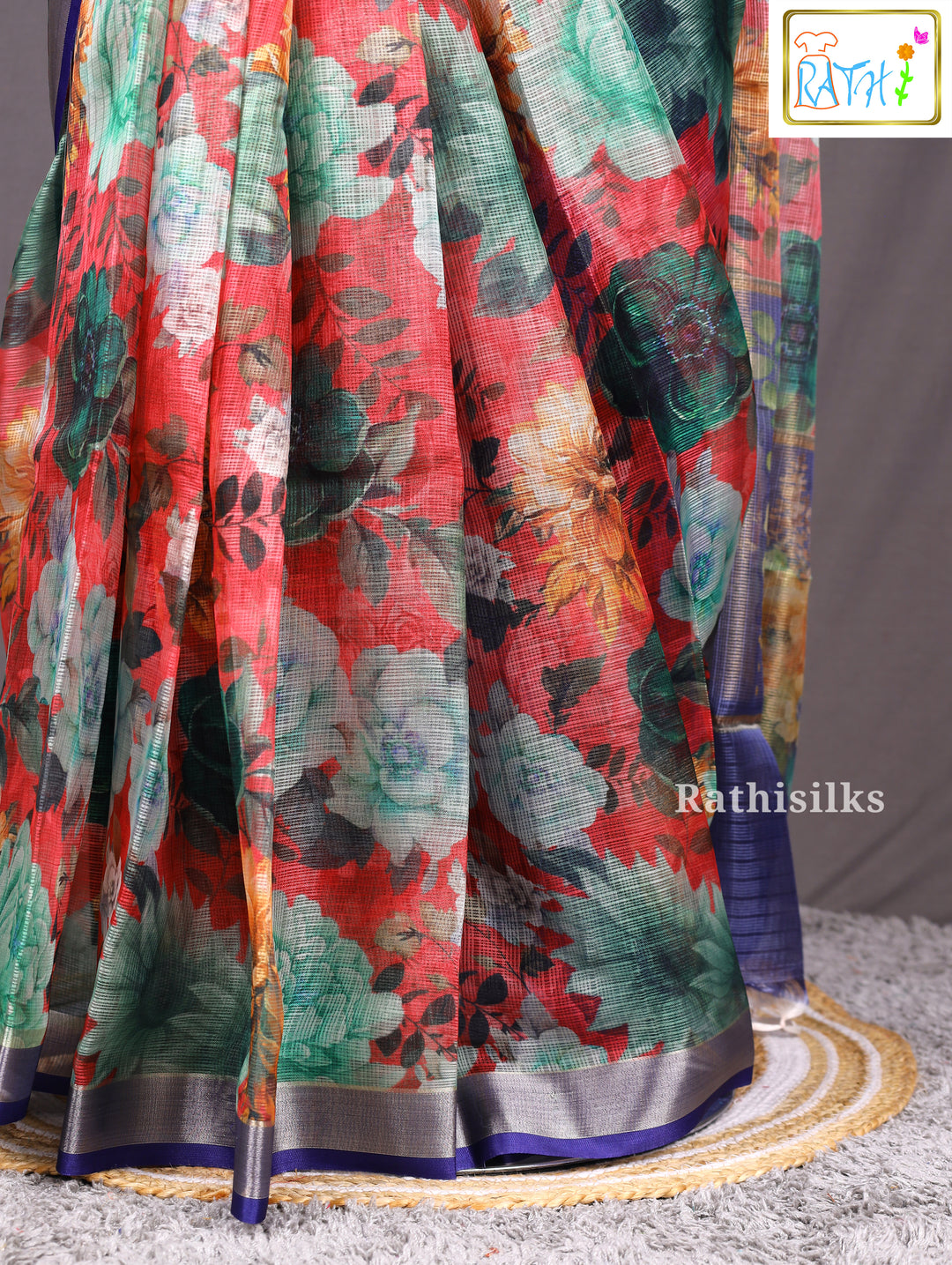 Multicolor Floral Synthetic Printed Saree