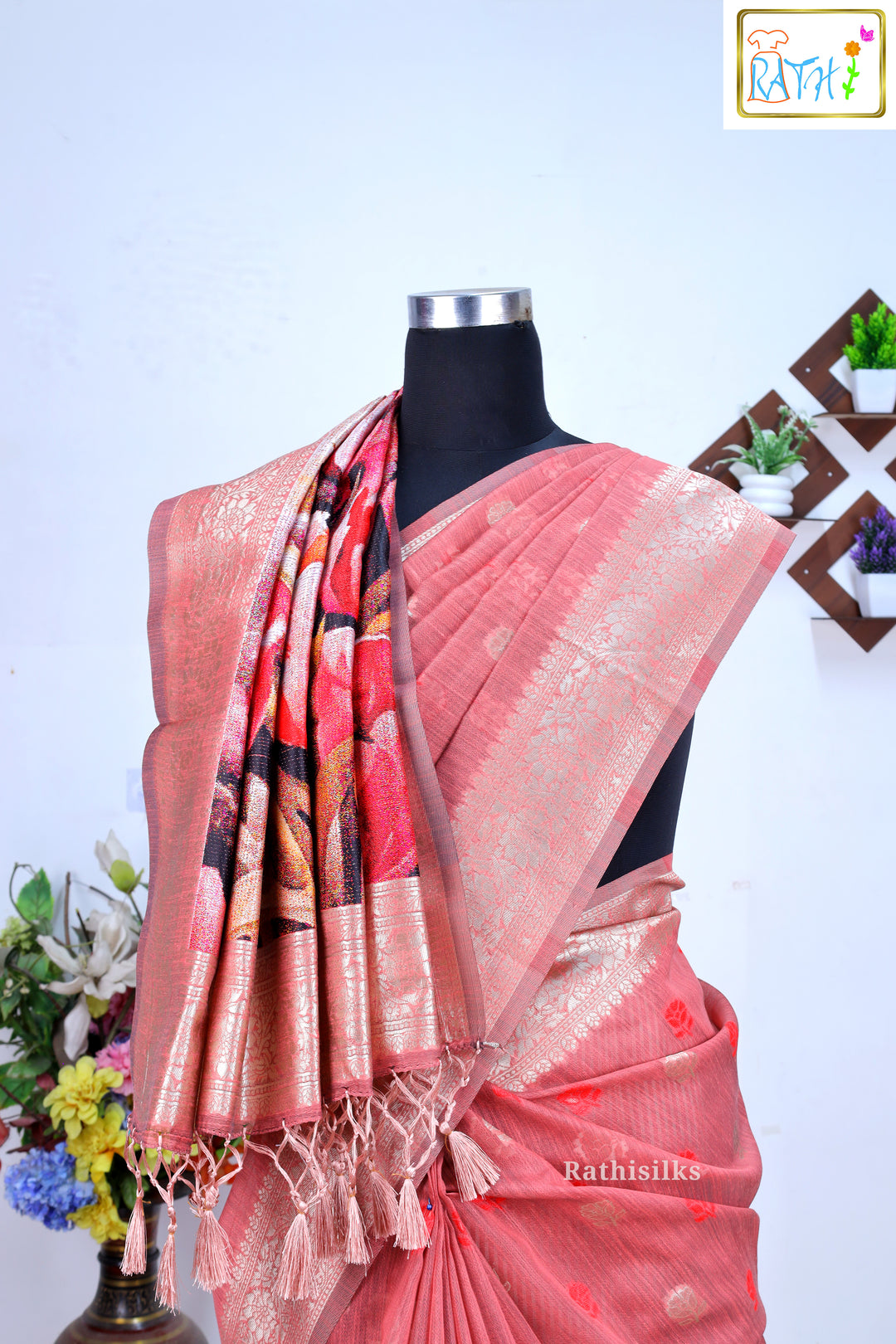 Synthetic Spun Cotton Saree