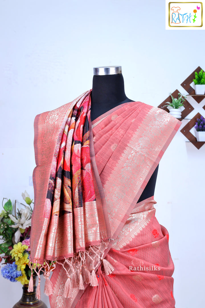Synthetic Spun Cotton Saree