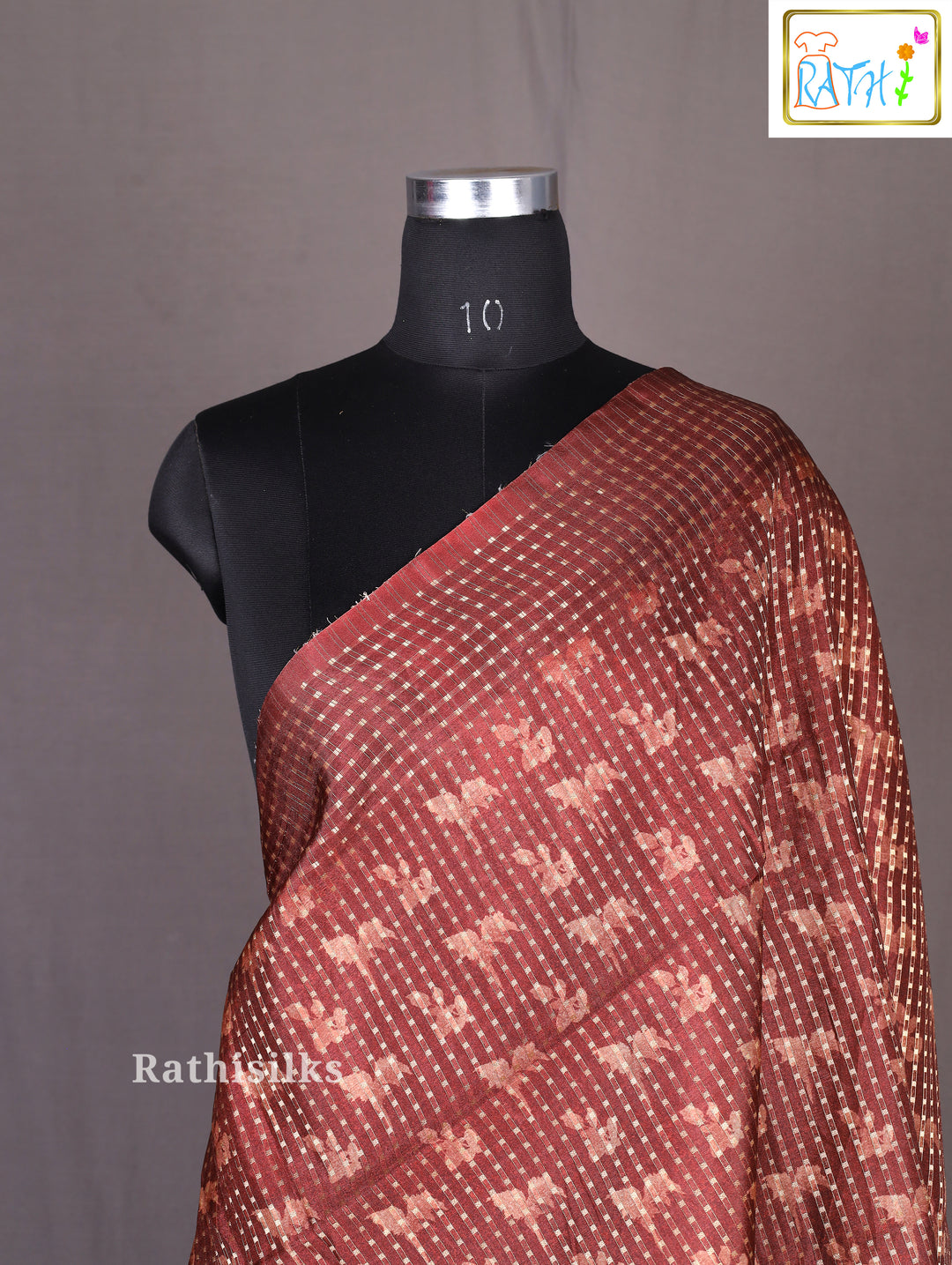 Maroon Floral Border Semi Tussar Saree
