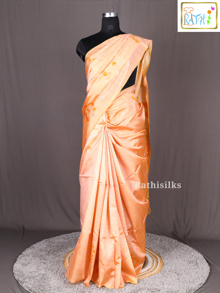 Peach Woven Motif Semi Tussar Saree