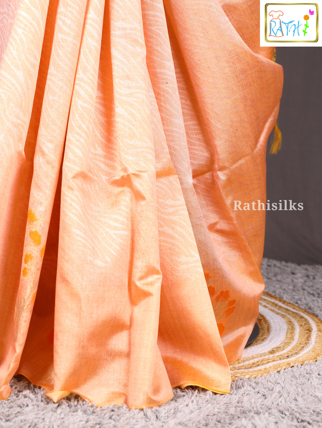Peach Woven Motif Semi Tussar Saree