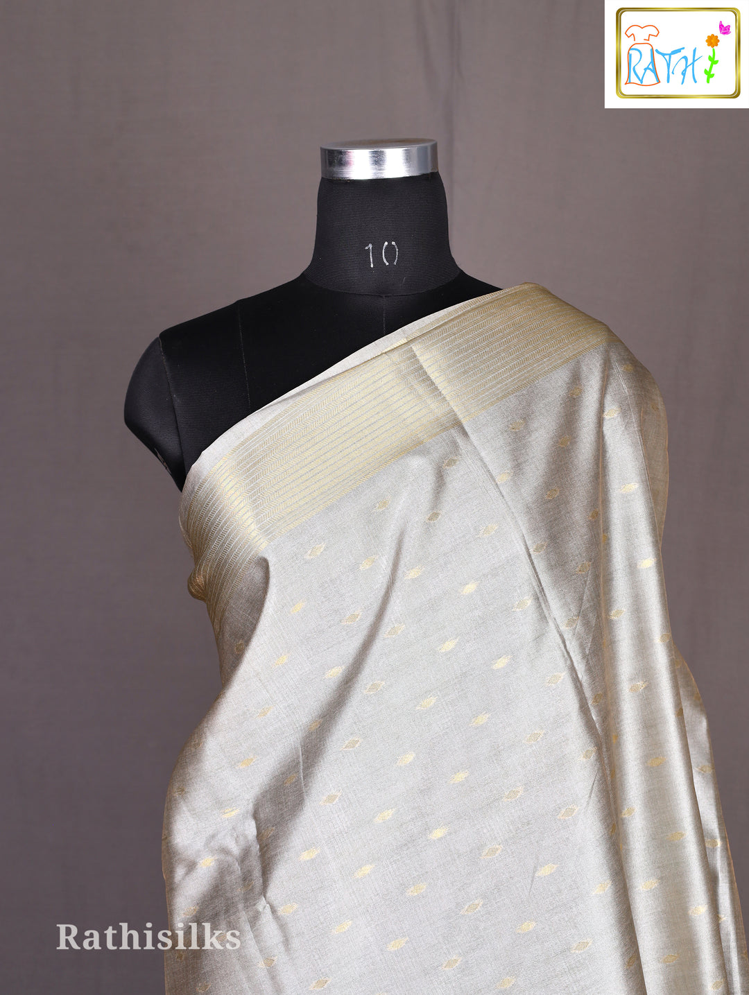 Silver Striped Border Tussar Saree