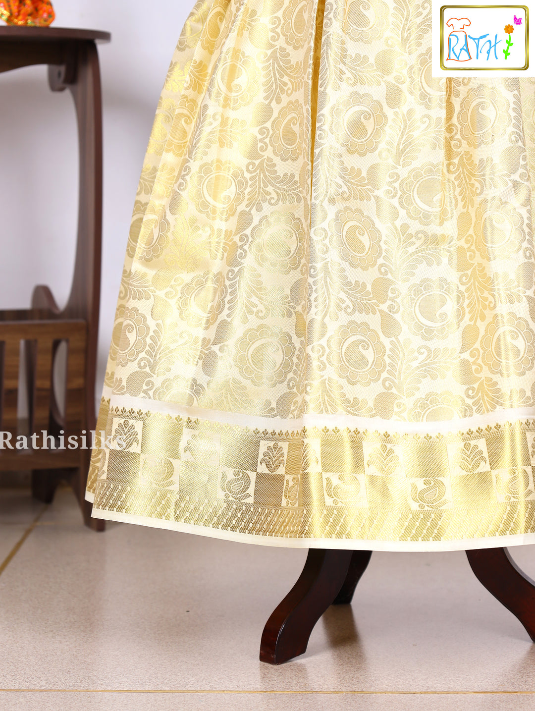 Green Peplum Style Brocade Art Silk Pavadai Set