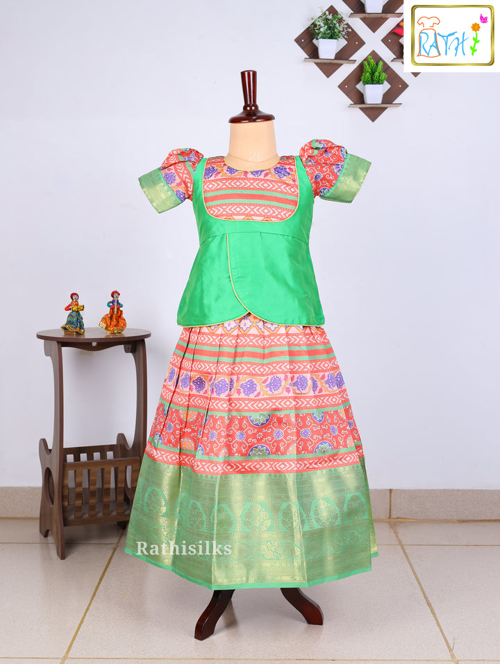 Karishma Top Printed Art Silk Pavadai Set