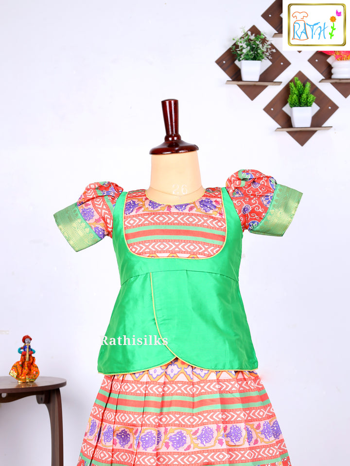 Karishma Top Printed Art Silk Pavadai Set