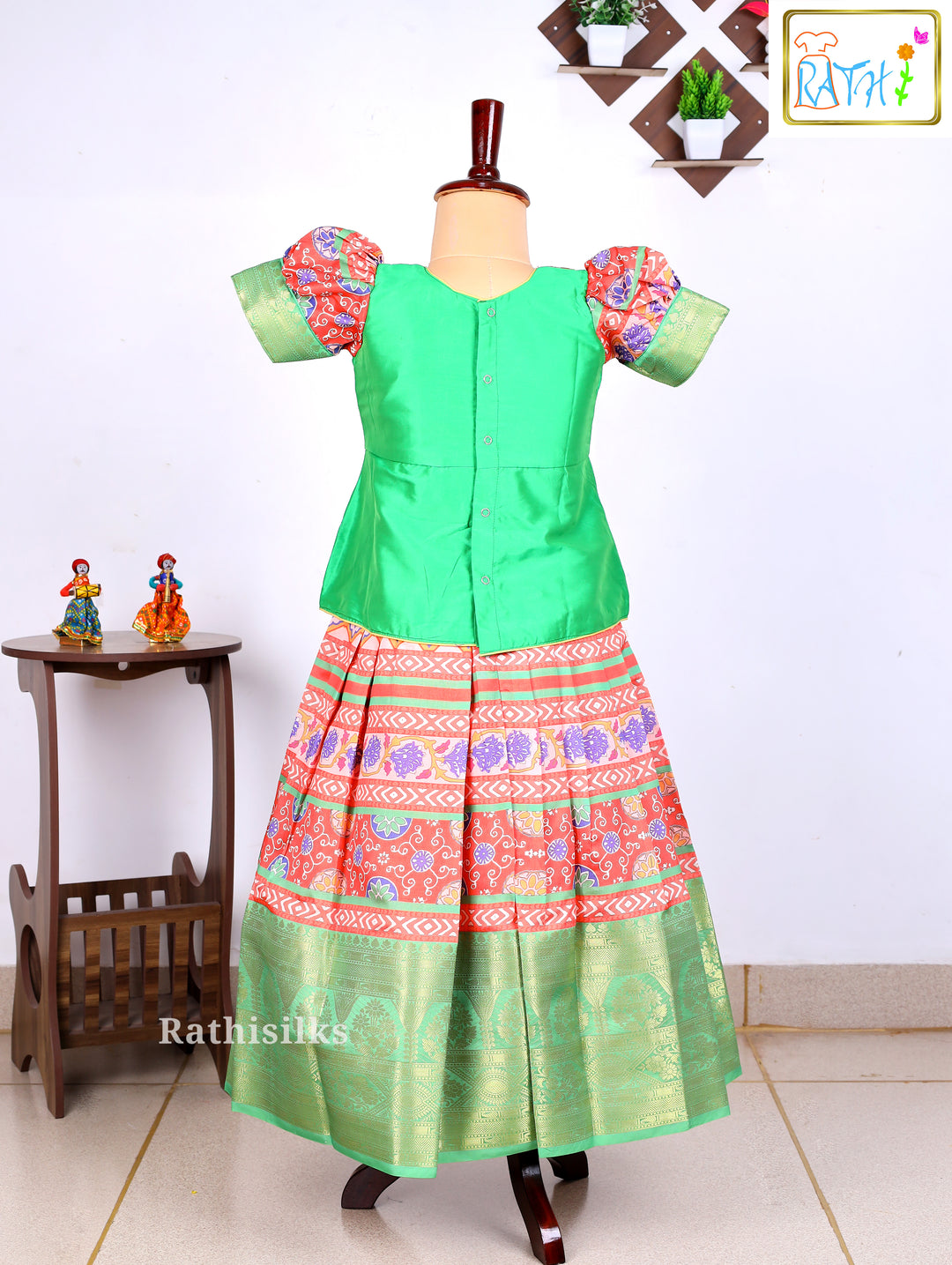 Karishma Top Printed Art Silk Pavadai Set