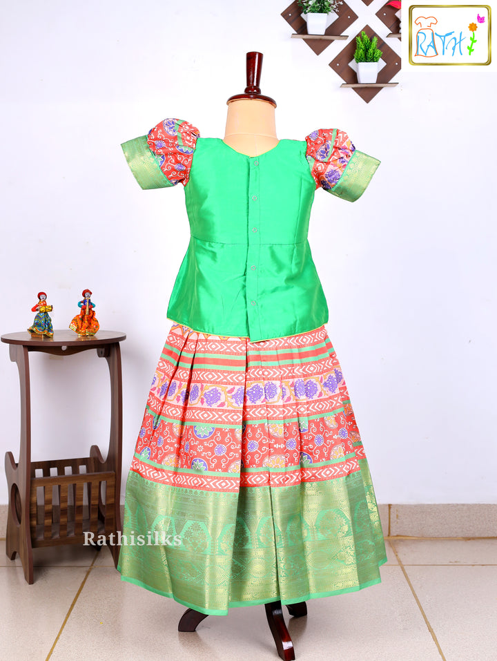 Karishma Top Printed Art Silk Pavadai Set