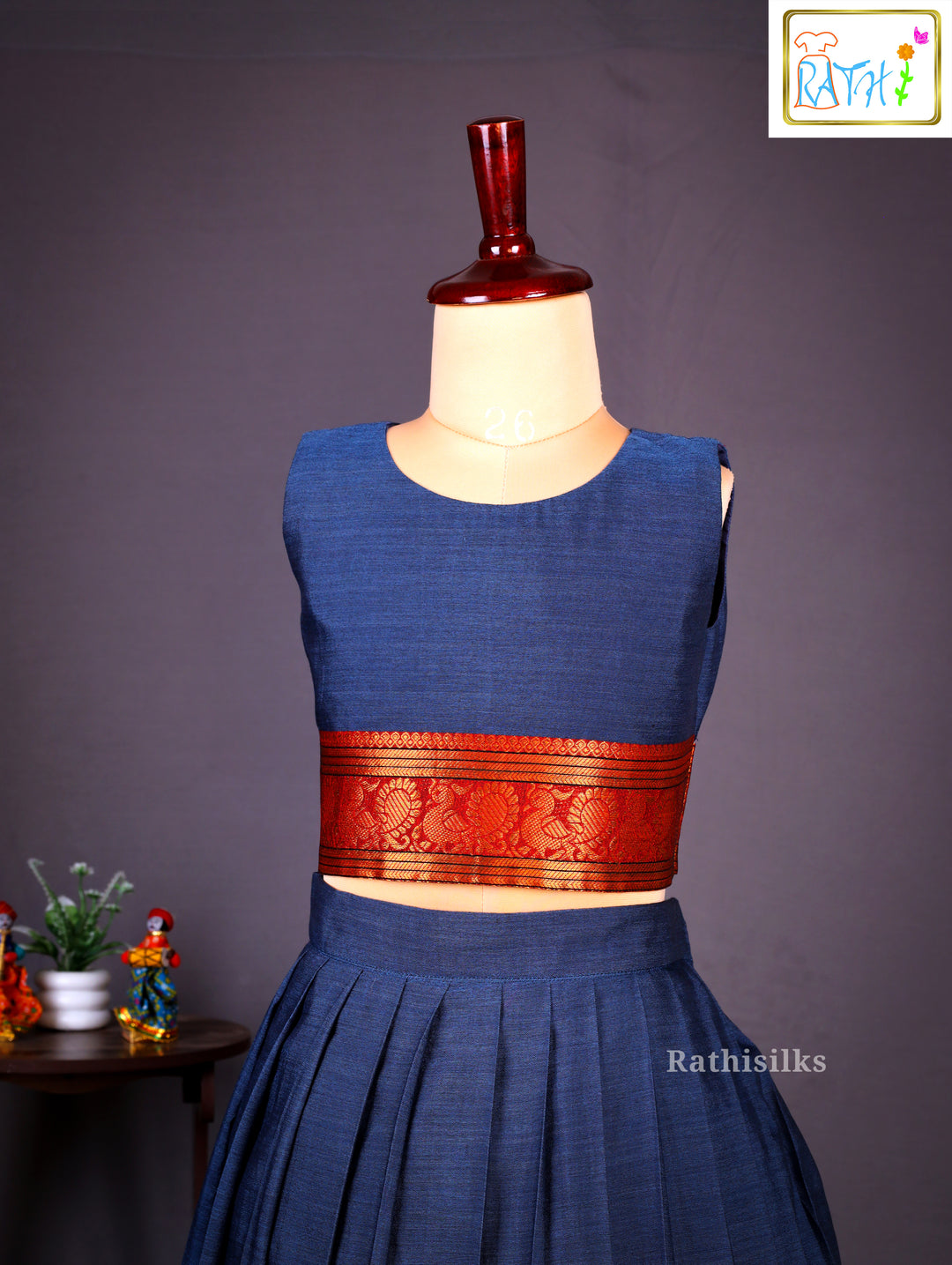 Traditional Blue Narayanapet Cotton Pavadai Sattai