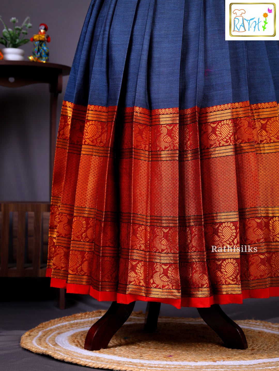 Traditional Blue Narayanapet Cotton Pavadai Sattai