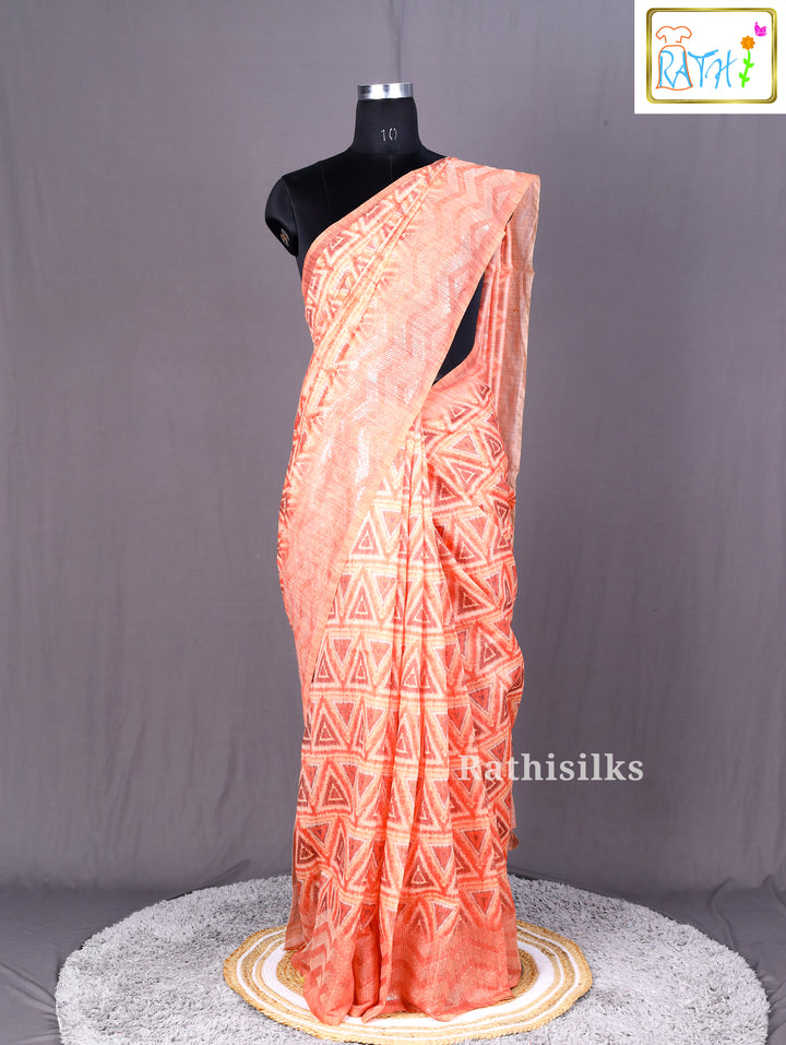 Peach Chanderi Sequin Saree
