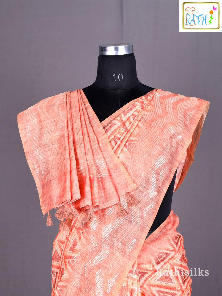 Peach Chanderi Sequin Saree