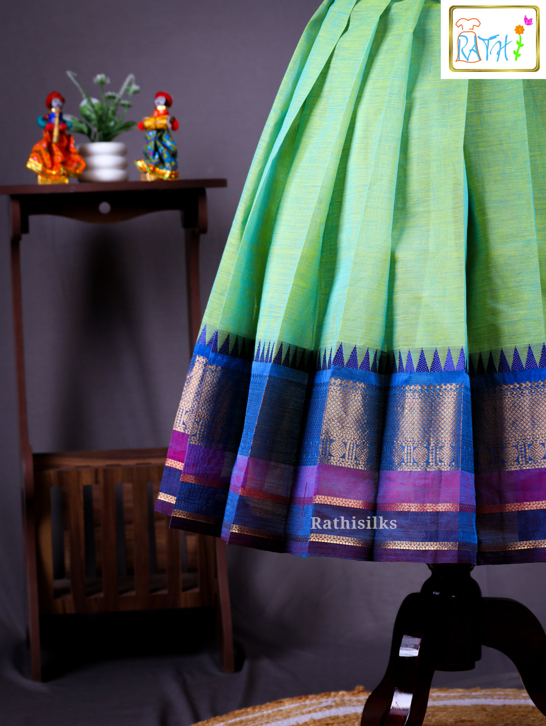 Traditional Green & Blue Pavadai Sattai
