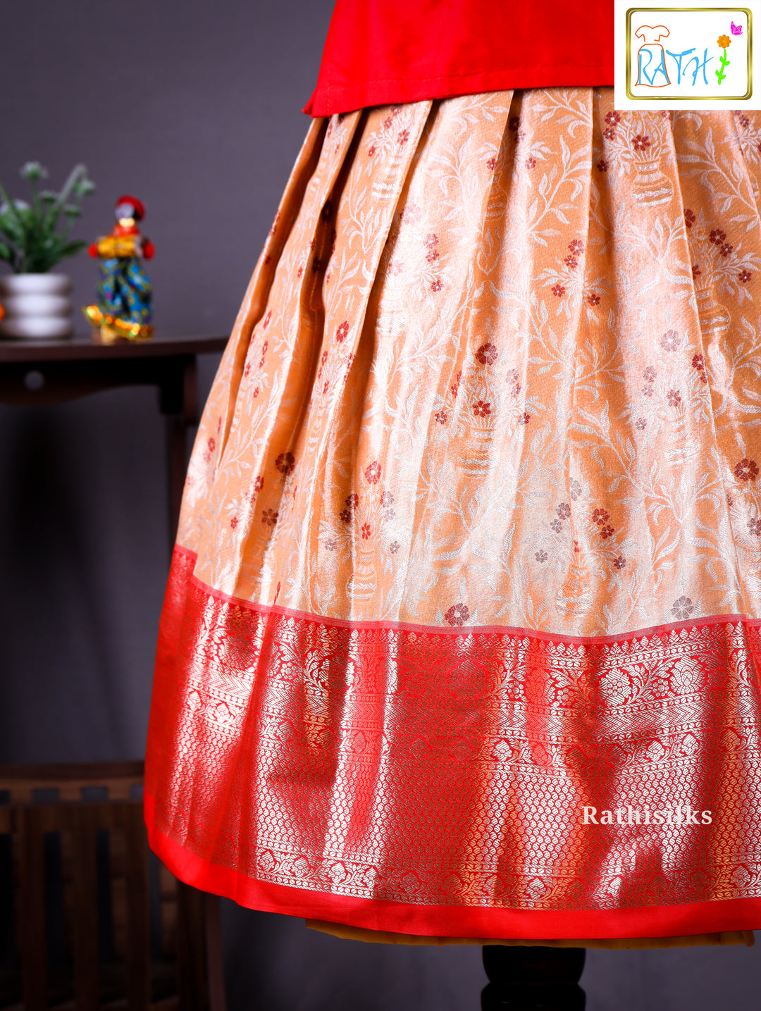 Traditional Red & Gold Pavadai Sattai