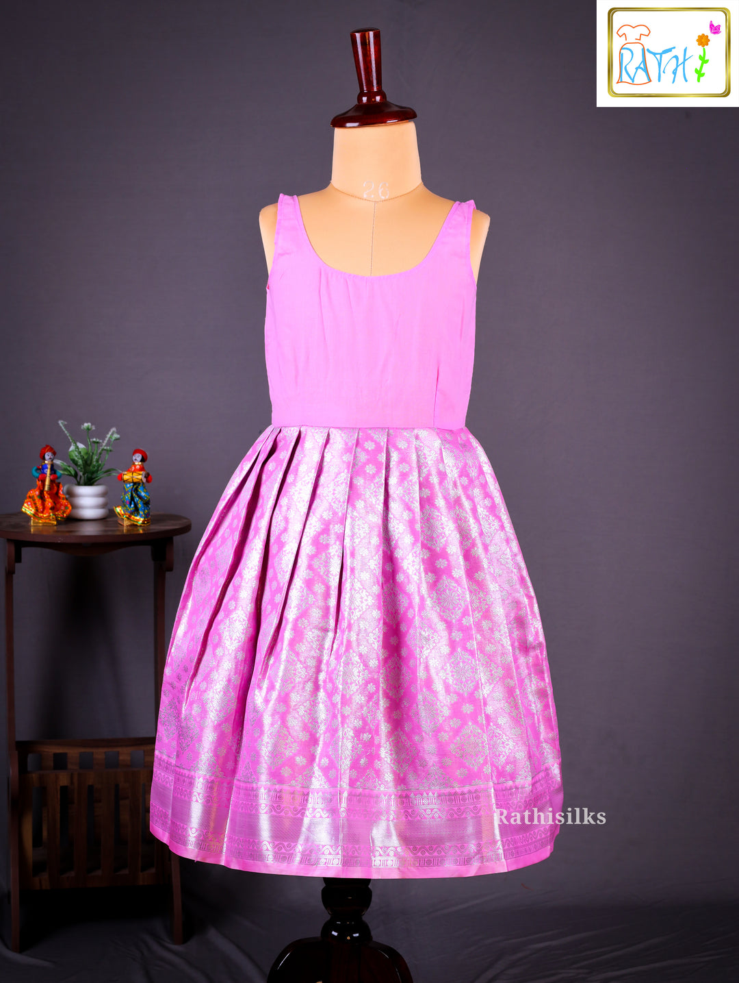 Traditional Pink & Silver Pavadai Sattai