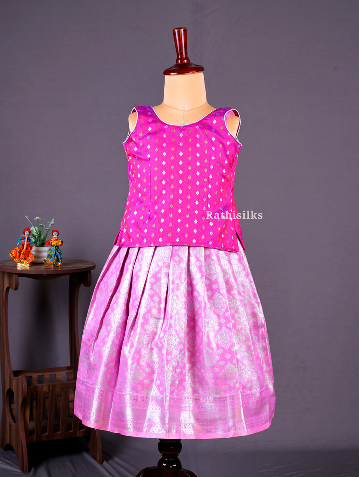 Traditional Pink & Silver Pavadai Sattai