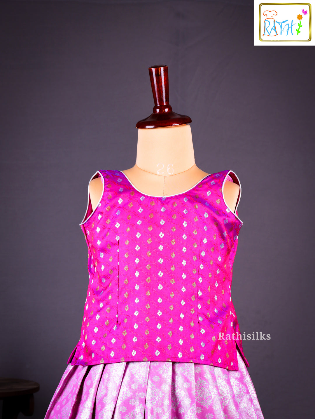 Traditional Pink & Silver Pavadai Sattai