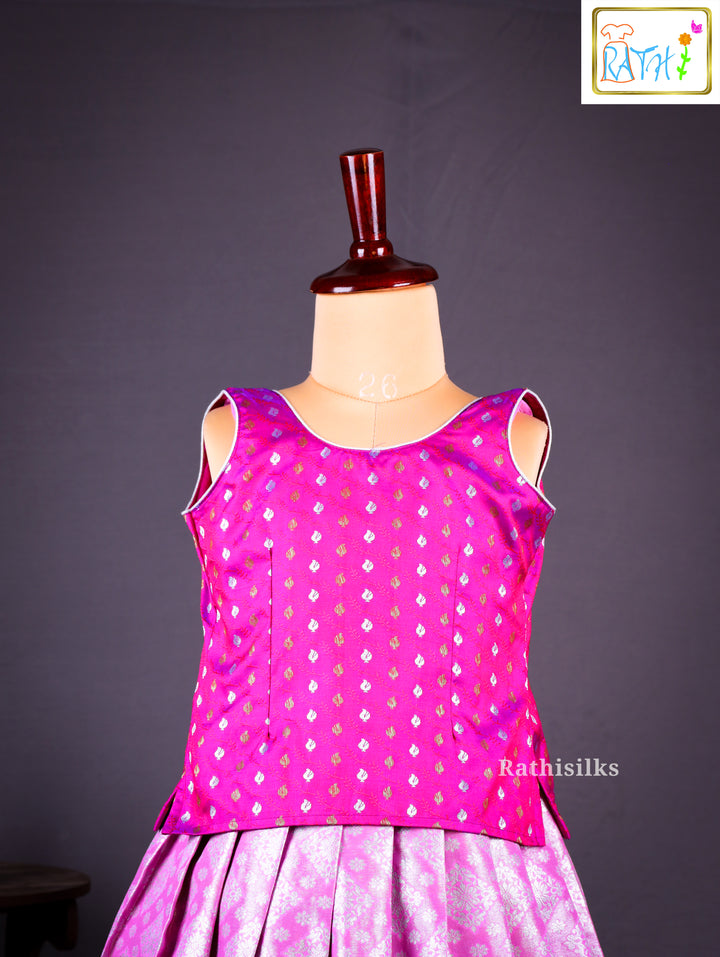Traditional Pink & Silver Pavadai Sattai