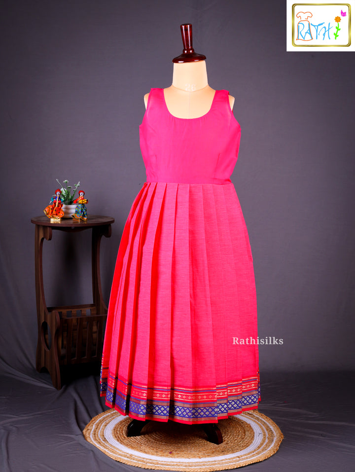 Traditional Pink & Blue Pavadai Sattai