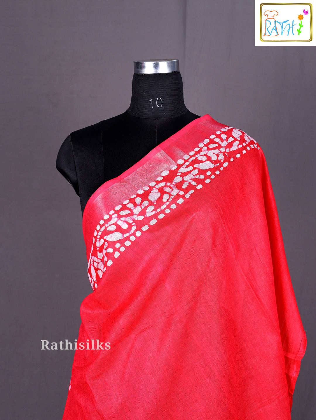 Red Bandhani Print Cotton Saree