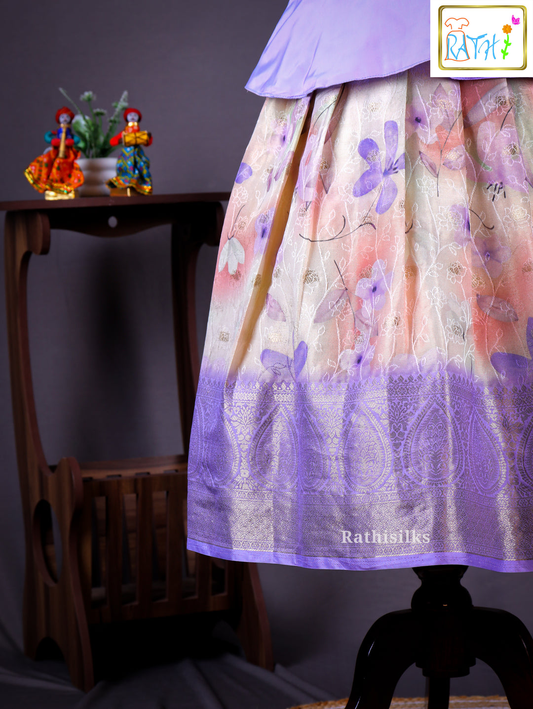 Traditional Lavender & Floral Pavadai Sattai