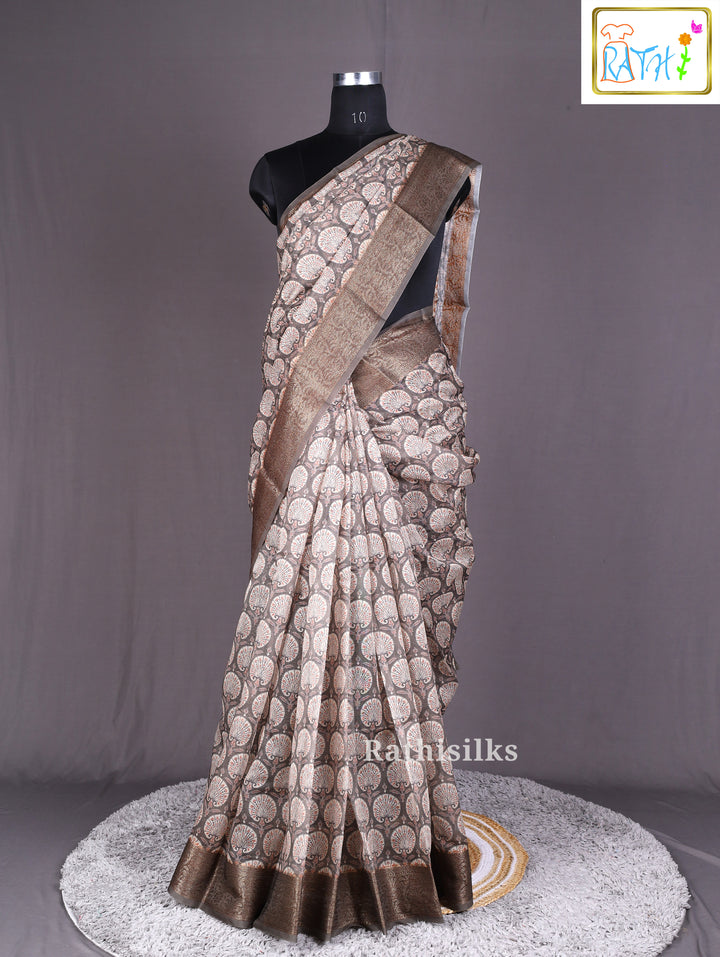Elegant Brown Cotton Saree