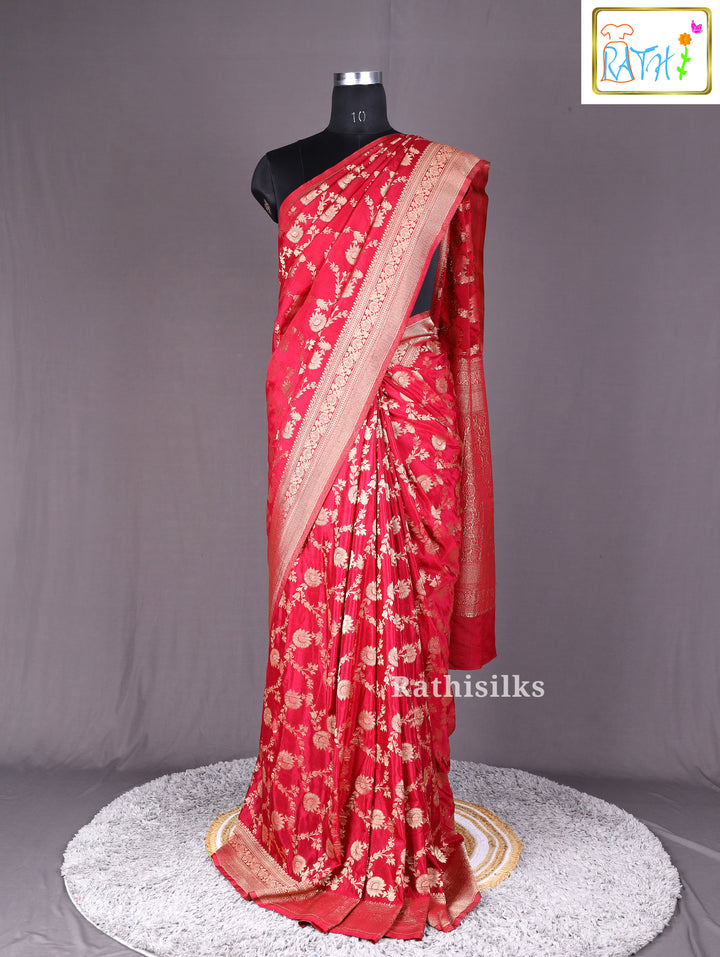 Elegant Red Synthetic Fancy Zinfan Saree