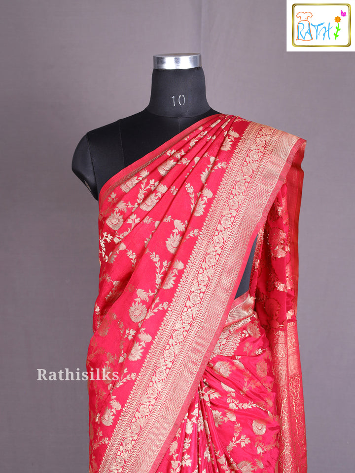 Elegant Red Synthetic Fancy Zinfan Saree
