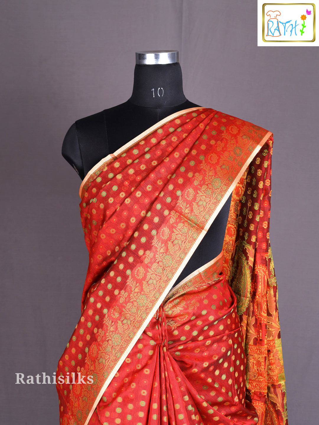 Elegant Red Cotton Saree