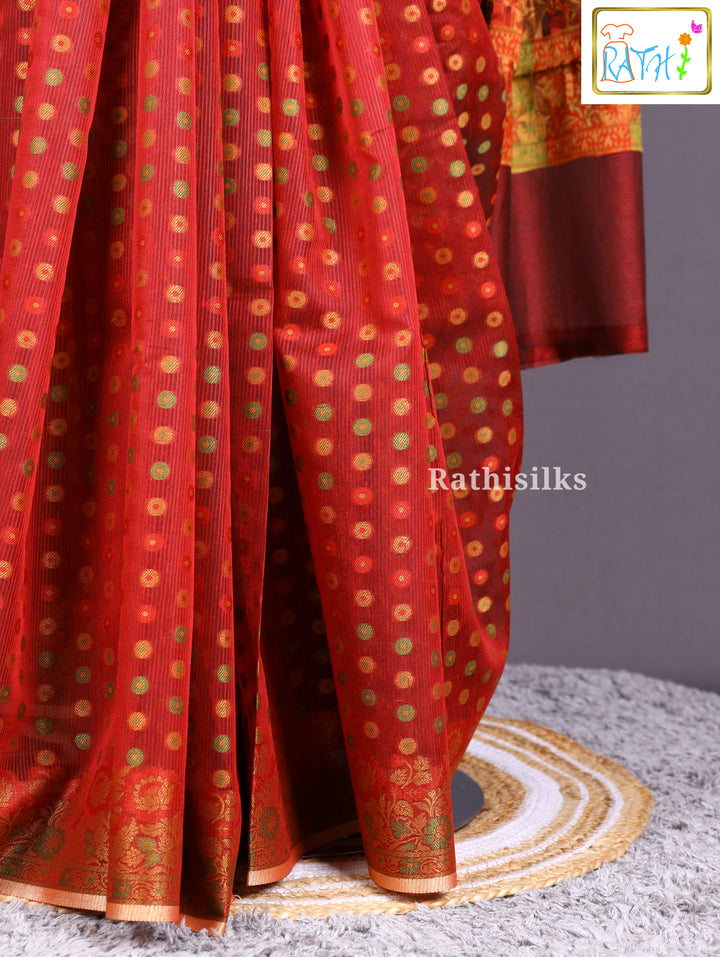 Elegant Red Cotton Saree