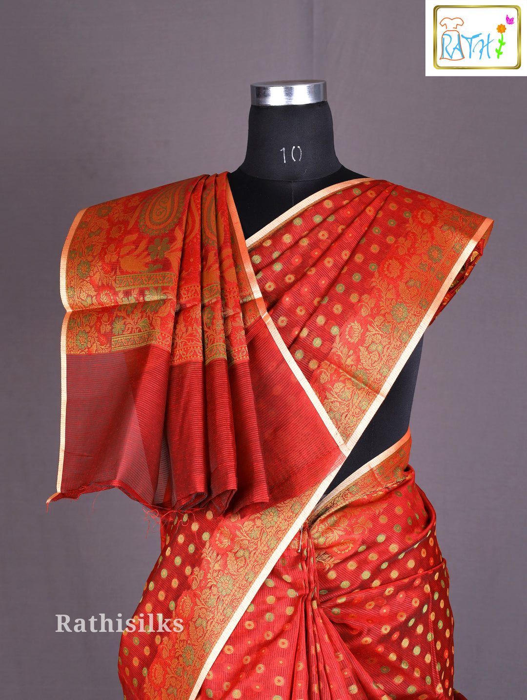 Elegant Red Cotton Saree
