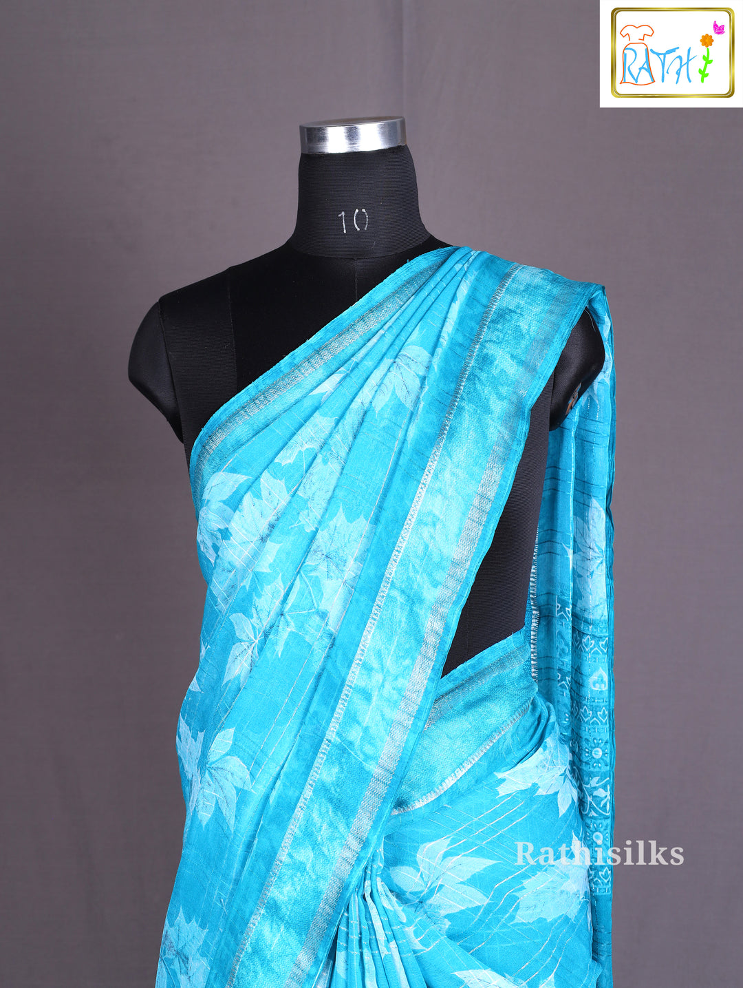Elegant Turquoise Printed Saree