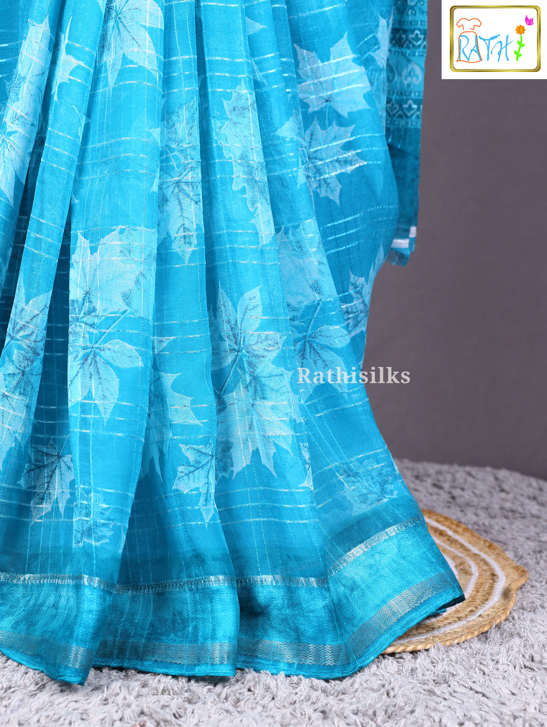 Elegant Turquoise Printed Saree
