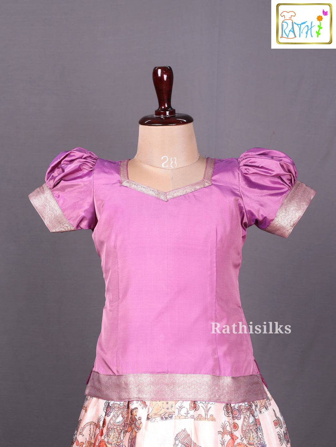 Elegant Pink & Cream Art Silk Pavadai Set