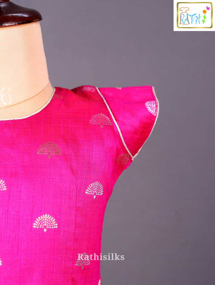 Elegant Pink & Aqua Art Silk Pavadai Set