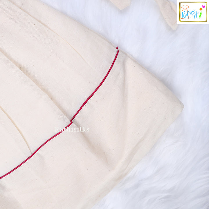 Designer Cream Cotton Pavadai Set