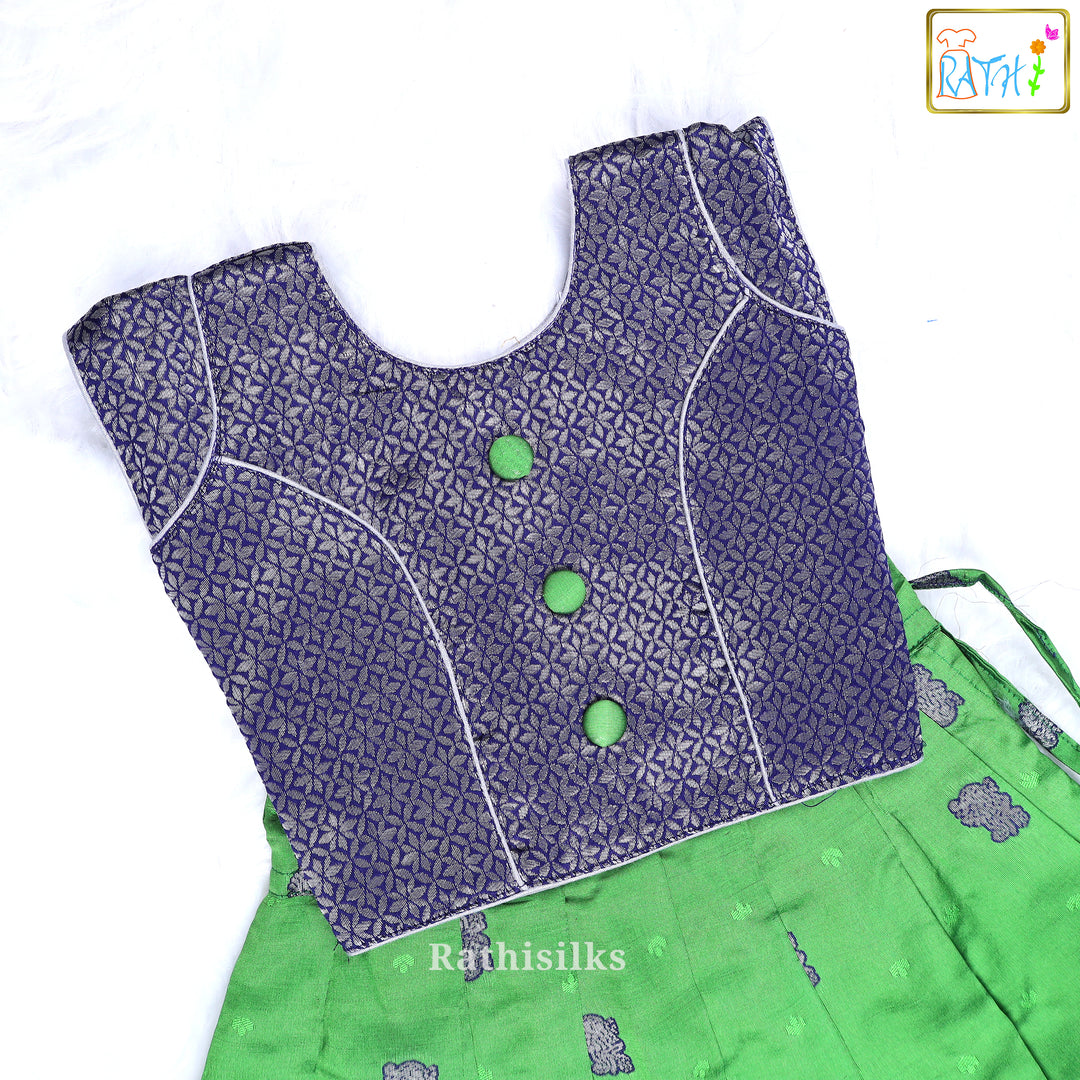 Green & Navy Art Silk Pavadai Set