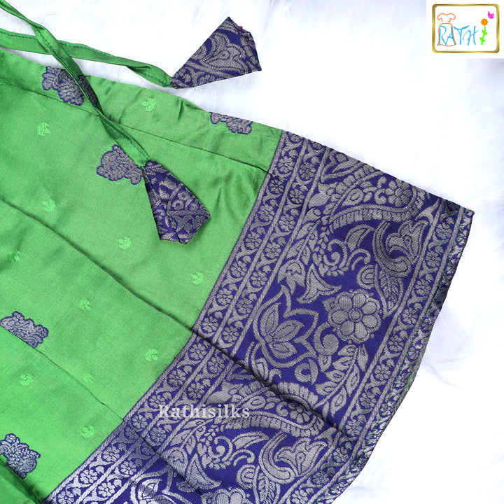 Green & Navy Art Silk Pavadai Set