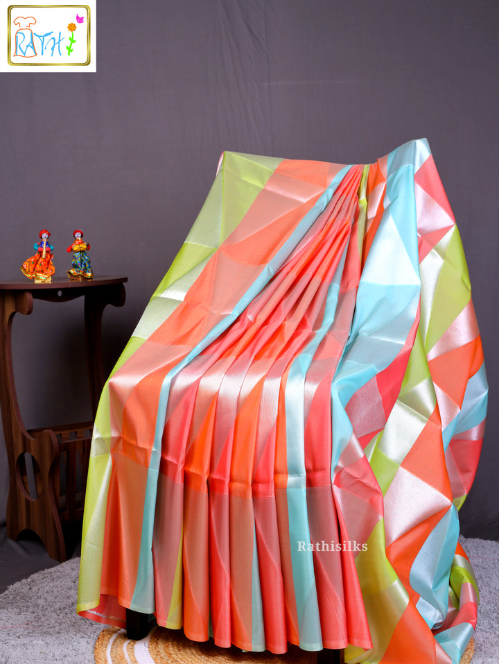 Art Silk Saree with Multicolor Geometric Design