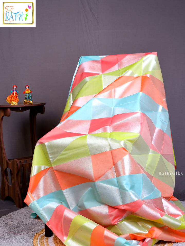 Art Silk Saree with Multicolor Geometric Design