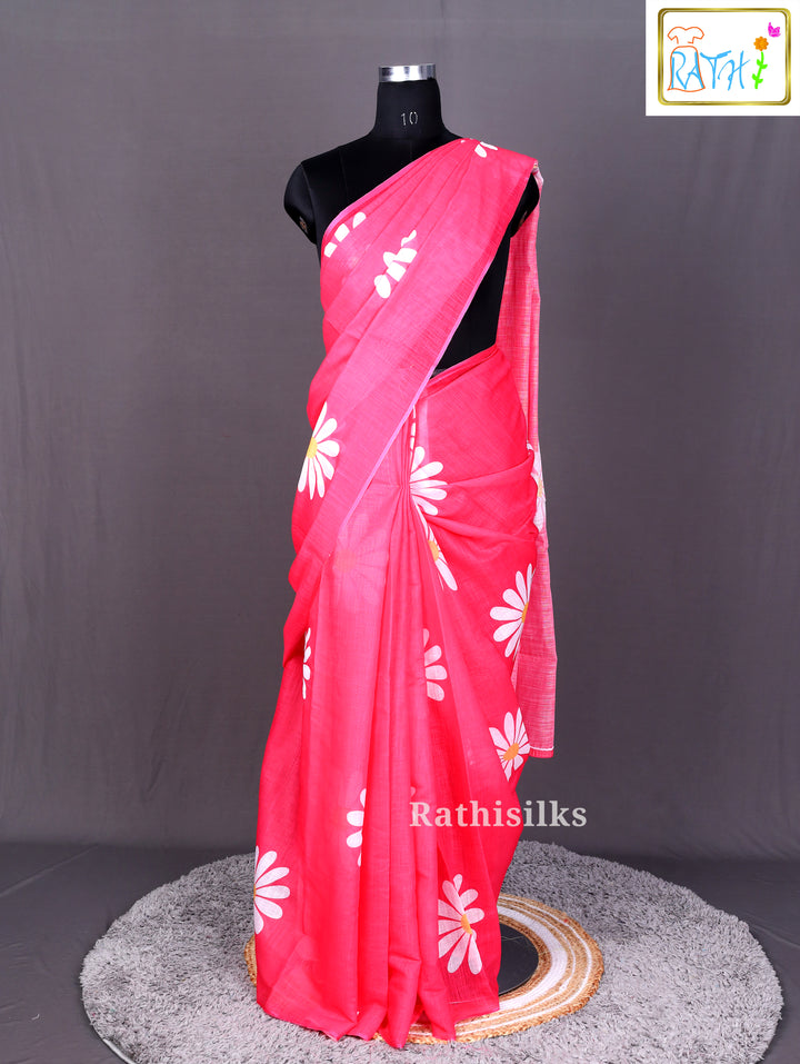 Linen Cotton Printed Saree
