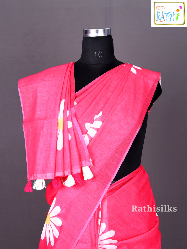 Linen Cotton Printed Saree