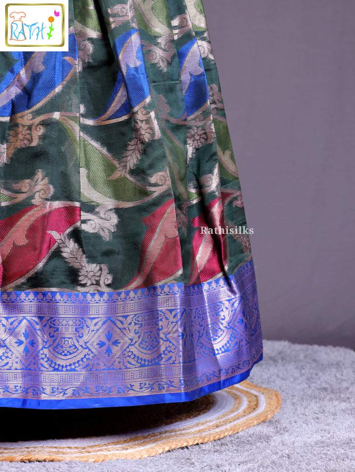 Elegant Green & Blue Brocade Frock
