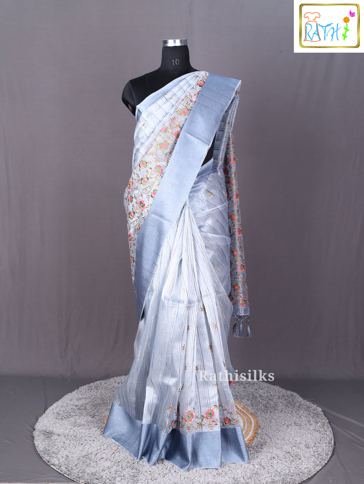 Light Grey Organza Saree