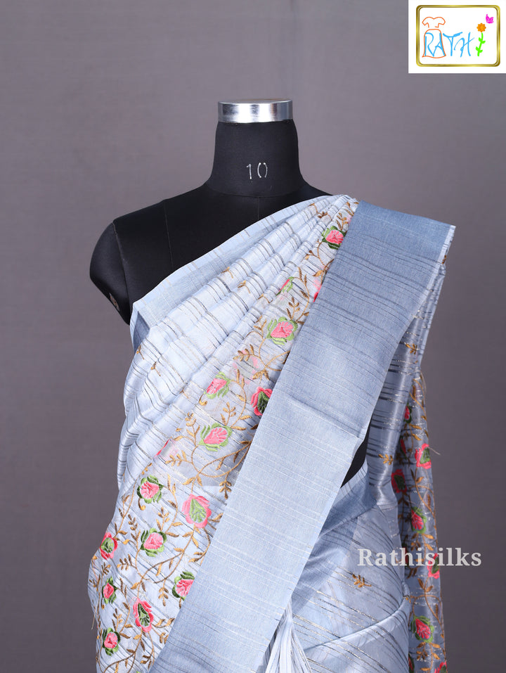 Light Grey Organza Saree