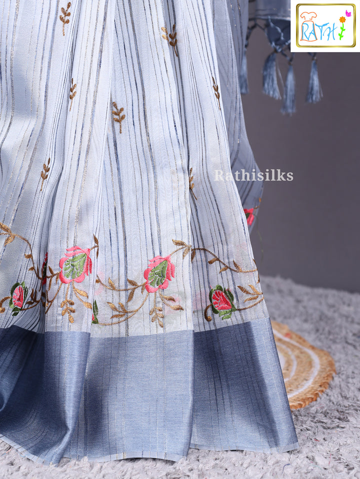 Light Grey Organza Saree